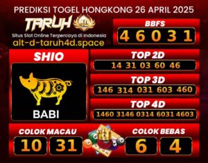 TARUH4D PREDIKSI Hongkong Lotto TOGEL HARI: 26 Apr 2025