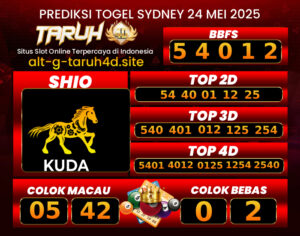 TARUH4D PREDIKSI SYDNEY LOTTO TOGEL : 24 MEI 2025